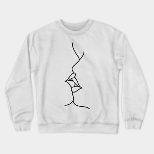 Kiss Kissing Lips Modern Line Art Graphic Design Crewneck Sweatshirt